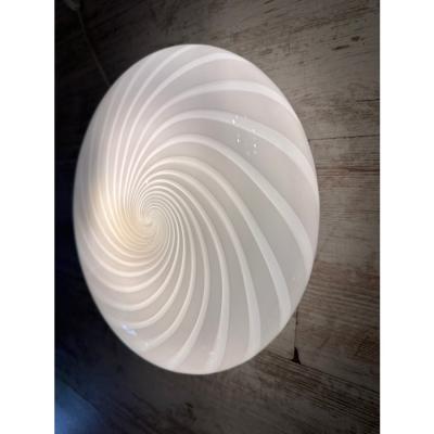 Contemporary Italian Milky White Swirls Murano Glass Flush Mount or Wall Sconce
