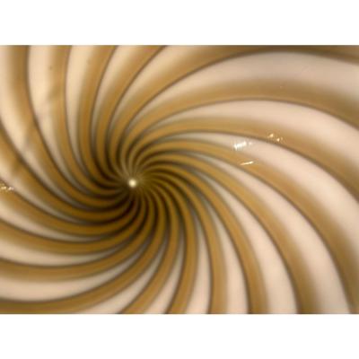 Contemporary Italian Milky White and Brown Swirls Murano Glass Flush Mount