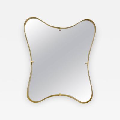 Contemporary Italian Minimalist Brass Mirror with Organic Undulating Frame