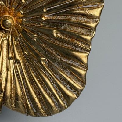 Contemporary Italian Modern Flower Sconces Murano Glass Gold Leaf Brass