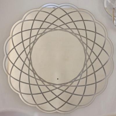 Contemporary Italian Organic Modern Lace Decor Scalloped Round Mirror with Light