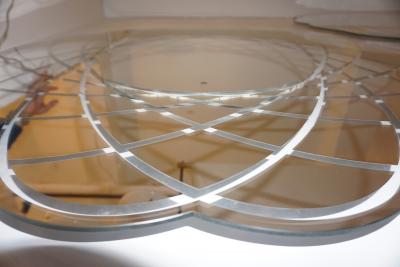 Contemporary Italian Organic Modern Lace Decor Scalloped Round Mirror with Light