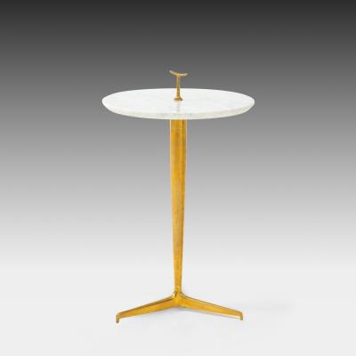 Contemporary Italian Pair of Side Tables in Carrara Marble and Brass