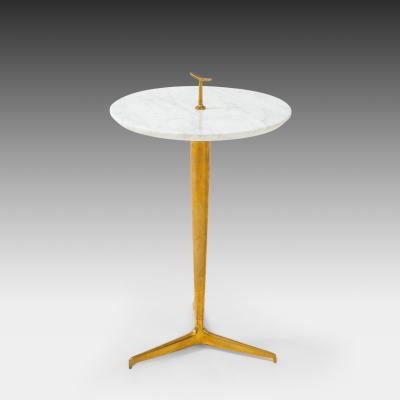 Contemporary Italian Pair of Side Tables in Carrara Marble and Brass