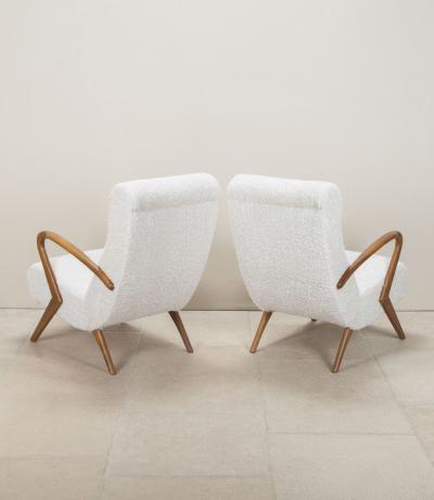 Contemporary Italian Paulo Buffa Style White Bouclet Armchairs