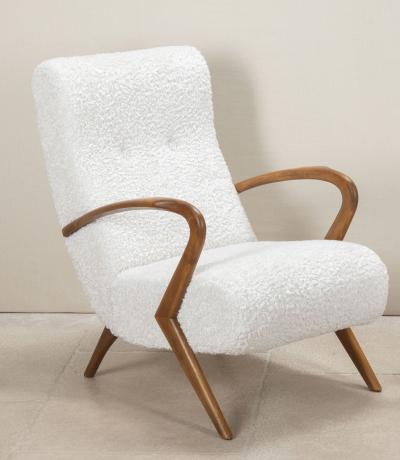 Contemporary Italian Paulo Buffa Style White Bouclet Armchairs