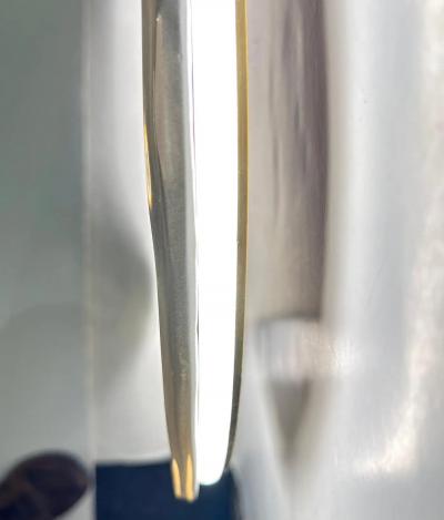 Contemporary Italian Pearl White Cream Murano Glass Brass Backlit Curved Mirror