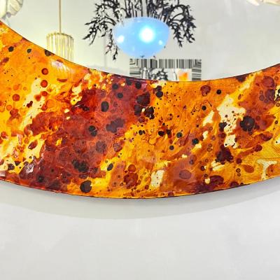 Contemporary Italian Postmodern Orange Copper Enamel Fiber Glass Round Mirror