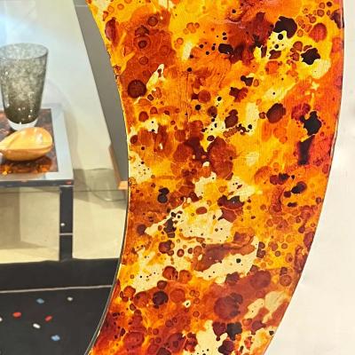 Contemporary Italian Postmodern Orange Copper Enamel Fiber Glass Round Mirror