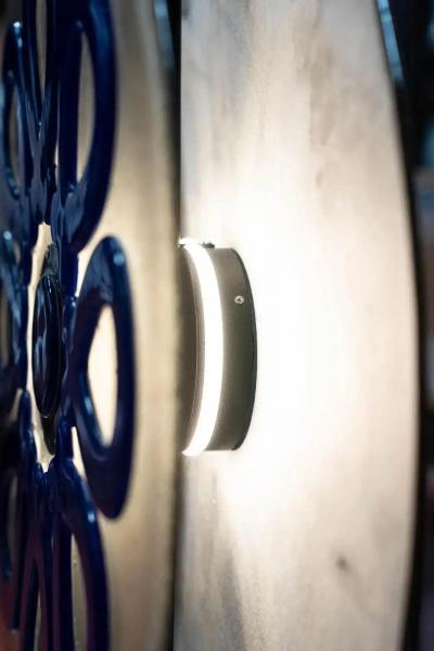 Contemporary Italian Round Green Blue Murano Glass Double Discs Totem Floor Lamp