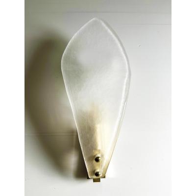 Contemporary Italian Sanded Leave Murano Glass Walls Sconce A Pair