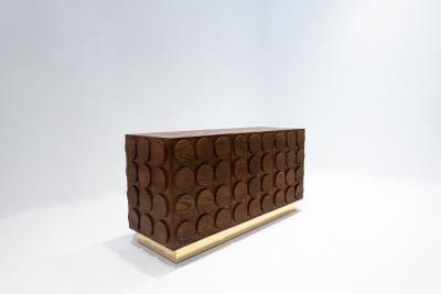 Contemporary Italian Sideboard in Wood and Brass