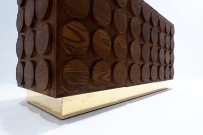 Contemporary Italian Sideboard in Wood and Brass