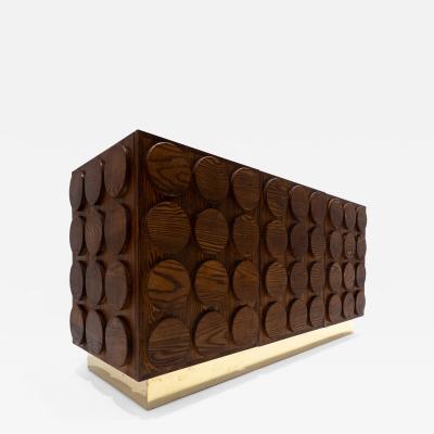 Contemporary Italian Sideboard in Wood and Brass