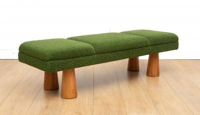 Contemporary Italian Upholstered Bench in Hunter Green Boucl 