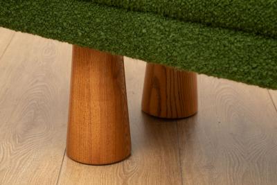 Contemporary Italian Upholstered Bench in Hunter Green Boucl 