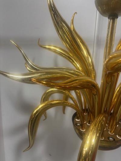 Contemporary Italian Venetian Murano Gilt Glass Chandelier