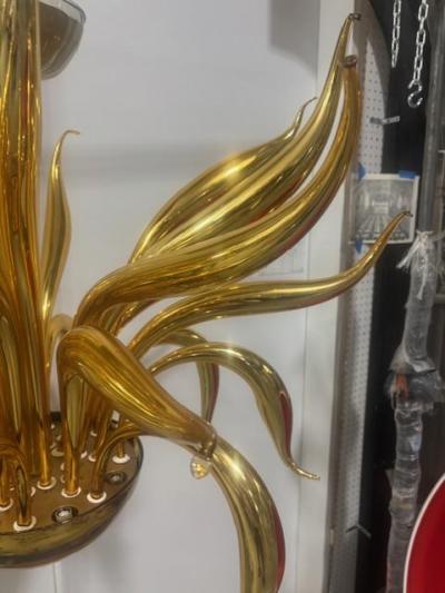 Contemporary Italian Venetian Murano Gilt Glass Chandelier