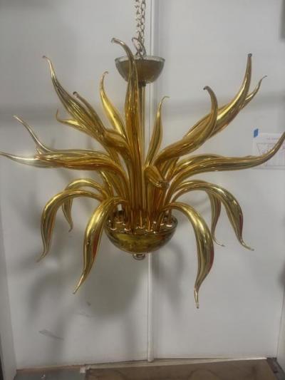 Contemporary Italian Venetian Murano Gilt Glass Chandelier