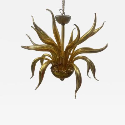 Contemporary Italian Venetian Murano Gilt Glass Chandelier