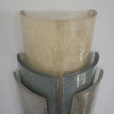 Contemporary Italian Wall Lights in White Blue Gray Frosted Layered Murano Glass