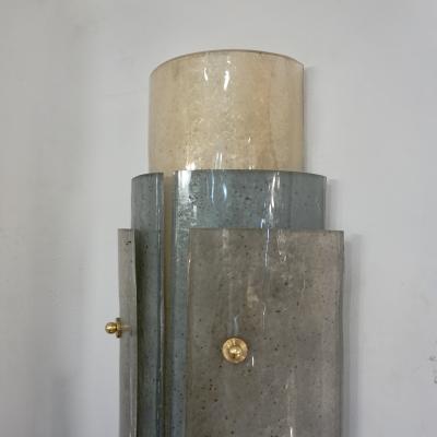 Contemporary Italian Wall Lights in White Blue Gray Frosted Layered Murano Glass