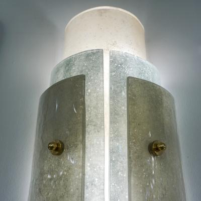 Contemporary Italian Wall Lights in White Blue Gray Frosted Layered Murano Glass