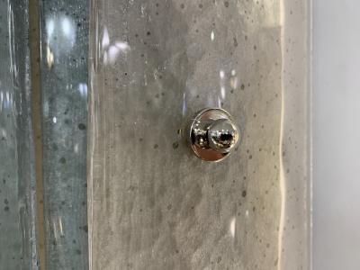 Contemporary Italian White Blue Grey Frosted Murano Glass Nickel Wall Lights