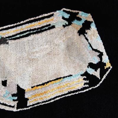 Contemporary Jordi Labanda Black Hand Knotted Wool And Silk Rug Spain 2005
