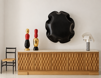 Contemporary Jordi Ribaud Black Natural Leather Wall Sculpture 2025