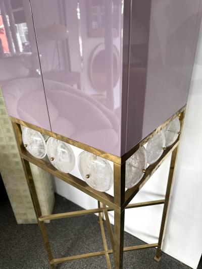 Contemporary Lacquered Brass Starfish and Rock Crystal Cabinet Italy