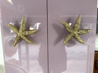Contemporary Lacquered Brass Starfish and Rock Crystal Cabinet Italy