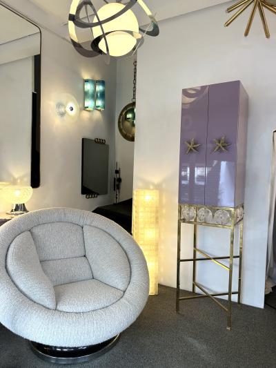 Contemporary Lacquered Brass Starfish and Rock Crystal Cabinet Italy