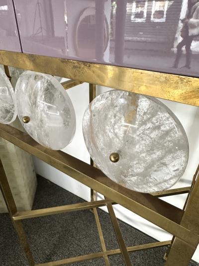 Contemporary Lacquered Brass Starfish and Rock Crystal Cabinet Italy