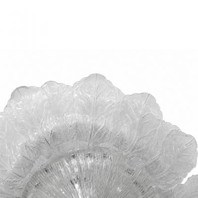 Contemporary Large Italian Clear Murano Glass Leaf Flush Mount Ceiling Light