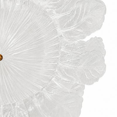 Contemporary Large Italian Clear Murano Glass Leaf Flush Mount Ceiling Light