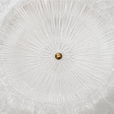 Contemporary Large Italian Clear Murano Glass Leaf Flush Mount Ceiling Light