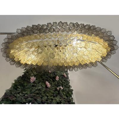 Contemporary Large Murano Glass Chandelier in Gold