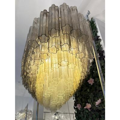 Contemporary Large Murano Glass Chandelier in Gold