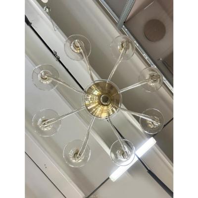 Contemporary Linear Gold Murano Glass Chandelier