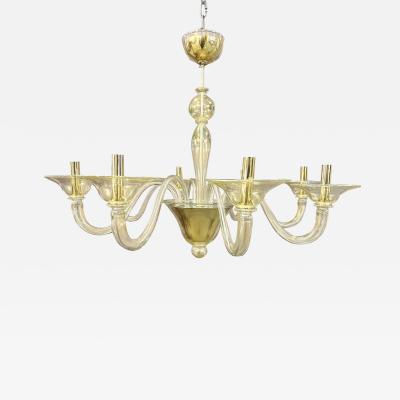 Contemporary Linear Gold Murano Glass Chandelier