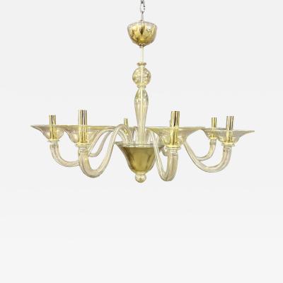 Contemporary Linear Gold Murano Glass Chandelier
