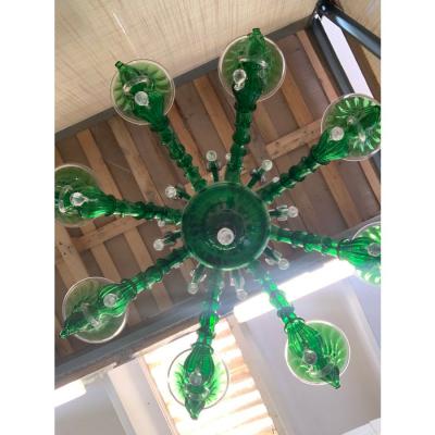 Contemporary Lively Green C Rezzonico Murano Glass Chandelier