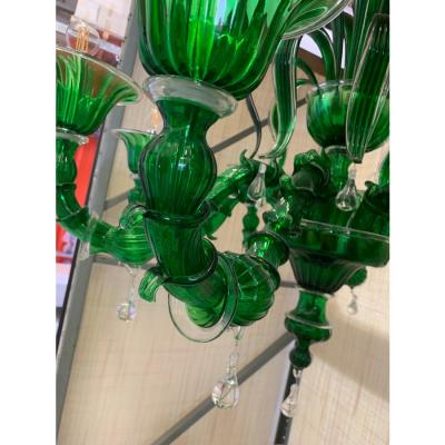 Contemporary Lively Green C Rezzonico Murano Glass Chandelier