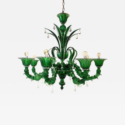 Contemporary Lively Green C Rezzonico Murano Glass Chandelier