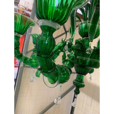 Contemporary Lively Green C Rezzonico Murano Glass Chandelier