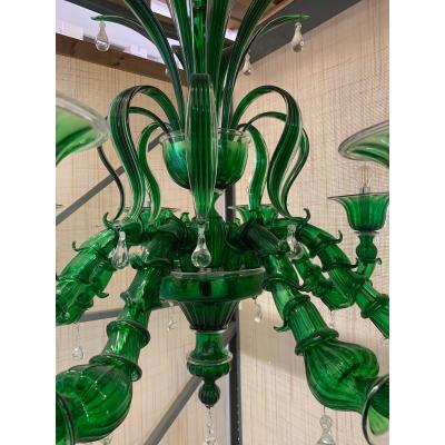 Contemporary Lively Green C Rezzonico Murano Glass Chandelier