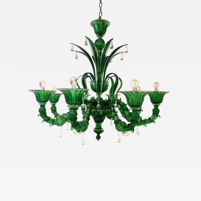 Contemporary Lively Green C Rezzonico Murano Glass Chandelier