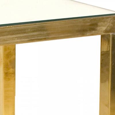 Contemporary Low Brass Mirror Table