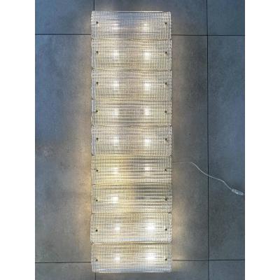 Contemporary Luxury Brass Wall Sconce in Diamanted Murano Glass and Flush Mount